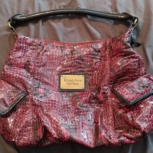 Vera Wang cranberry snake print purse